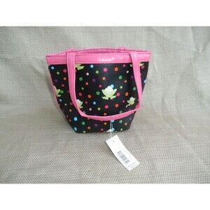 NEW ADORABLE VERY SMALL TOTE BAG, PURSE, FROGS, MULTI-COLOR, ZIPPER  (7"X 5.5")
